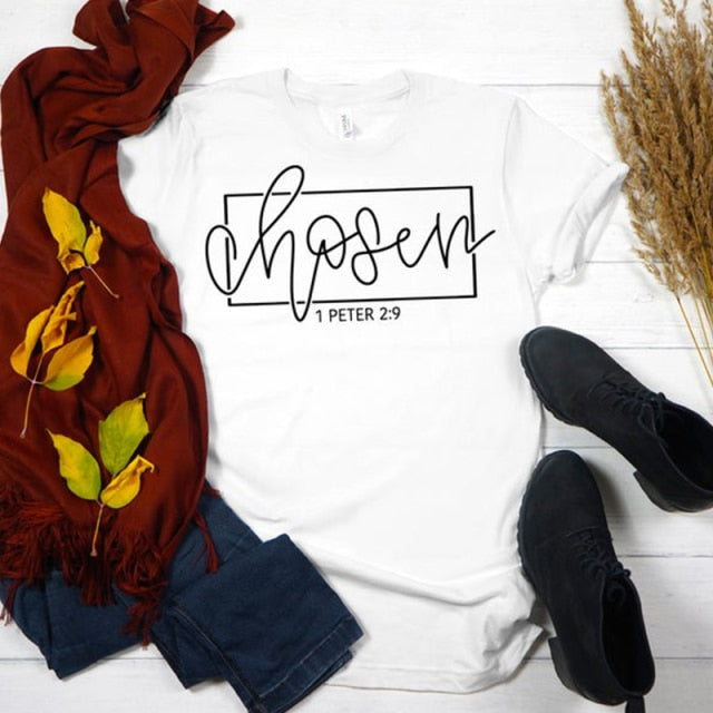 Chosen 1 Peter 2:9 Women’s T-Shirt - White / XXXL - White / XXL - White / XL - White / L - White / M - White / S