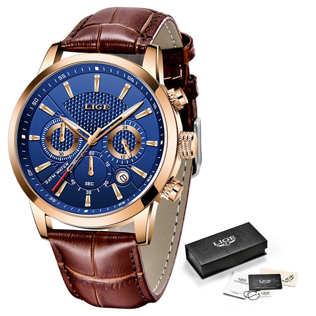 2021 LIGE New Men’s Watch - Gold blue L 2 / China