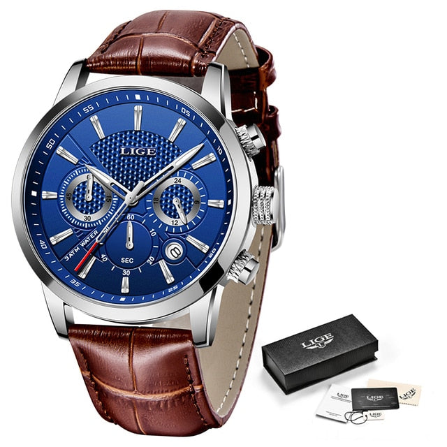 2021 LIGE New Men’s Watch - Silver blue L 2 / China