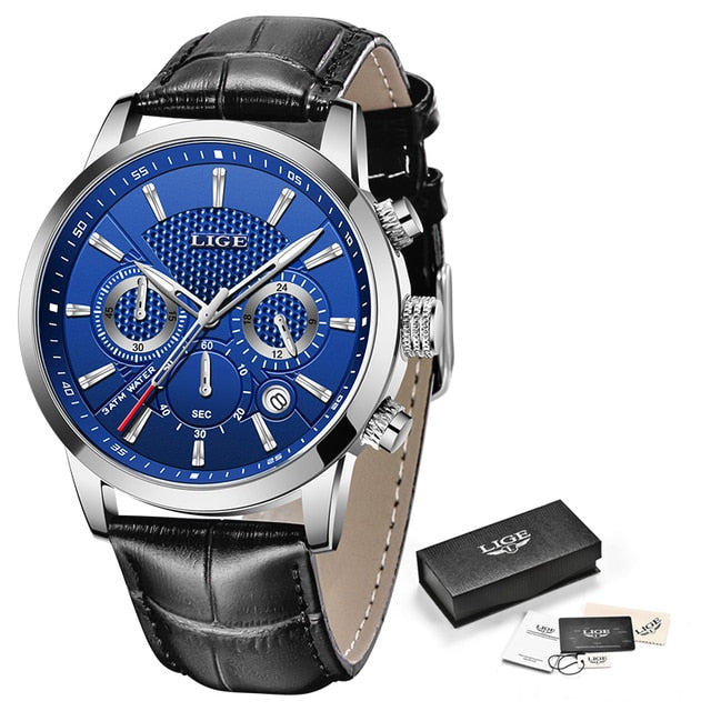 2021 LIGE New Men’s Watch - Silver blue L 3 / China