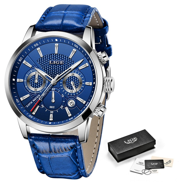 2021 LIGE New Men’s Watch - Silver blue L 4 / China