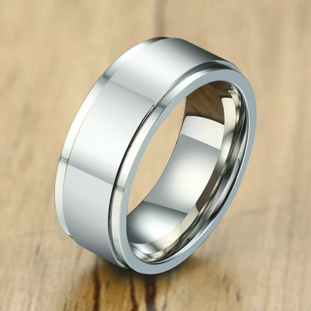 Spinner Ring for Men / Stress Release - 13 / 8mm Glossy Silver - 12 / 8mm Glossy Silver - 11 / 8mm Glossy Silver - 10 / 8mm Glossy Silver - 9 / 8mm Glossy Silver - 8 / 8mm Glossy Silver - 7 / 8mm Glossy Silver