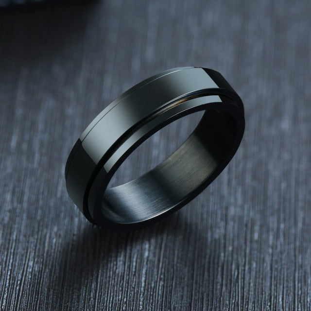 Spinner Ring for Men / Stress Release - 13 / 6mm Black - 12 / 6mm Black - 11 / 6mm Black - 10 / 6mm Black - 9 / 6mm Black - 8 / 6mm Black - 7 / 6mm Black