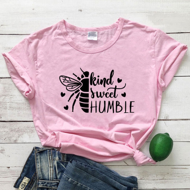 Bee Kind, Bee Sweet, Bee Humble T-shirt - pink-black text / XXL / China - pink-black text / XXXL / China - pink-black text / S / China - pink-black text / M / China - pink-black text / L / China - pink-black text / XL / China