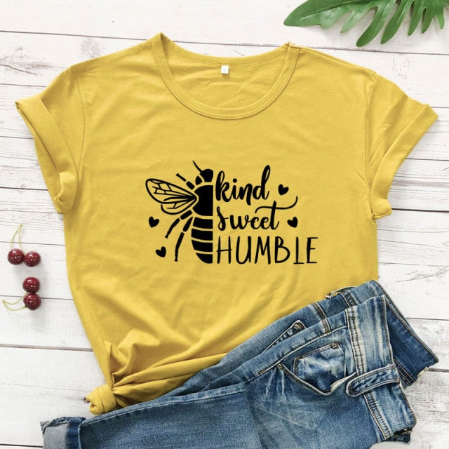 Bee Kind, Bee Sweet, Bee Humble T-shirt - mustard-black text / S / China - mustard-black text / M / China - mustard-black text / L / China - mustard-black text / XL / China - mustard-black text / XXL / China - mustard-black text / XXXL / China