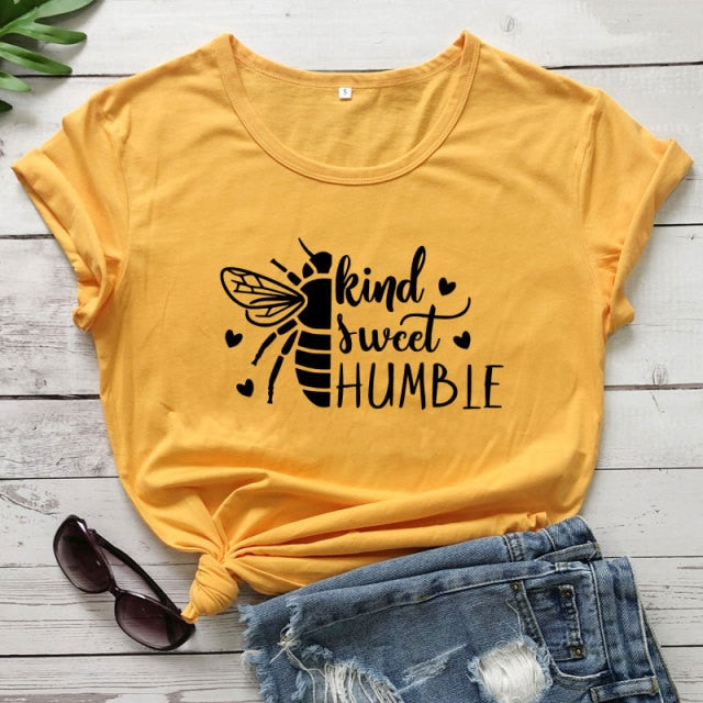 Bee Kind, Bee Sweet, Bee Humble T-shirt - yellow-black text / S / China - yellow-black text / M / China - yellow-black text / L / China - yellow-black text / XL / China - yellow-black text / XXL / China - yellow-black text / XXXL / China