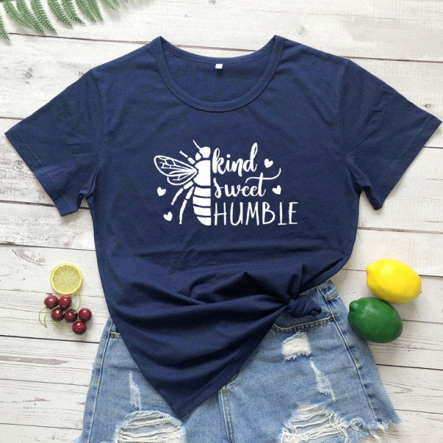 Bee Kind, Bee Sweet, Bee Humble T-shirt - navy blue-white text / S / China - navy blue-white text / M / China - navy blue-white text / L / China - navy blue-white text / XL / China - navy blue-white text / XXL / China - navy blue-white text / XXXL / China