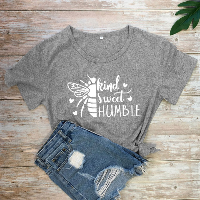 Bee Kind, Bee Sweet, Bee Humble T-shirt - dark gray-white text / XXL / China - dark gray-white text / XXXL / China - dark gray-white text / S / China - dark gray-white text / M / China - dark gray-white text / L / China - dark gray-white text / XL / China