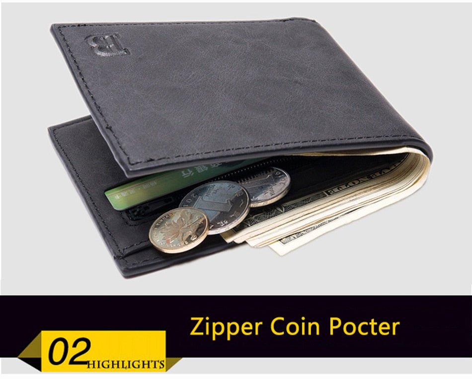 2020 New Leather Men's Wallet With Coin Bag Zipper