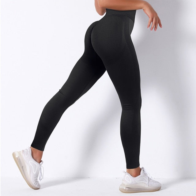 Women's High Waist Seamless Leggings - SL590BK / S - SL590BK / M - SL590BK / L - SL590BK / XS - SL590BK / XL