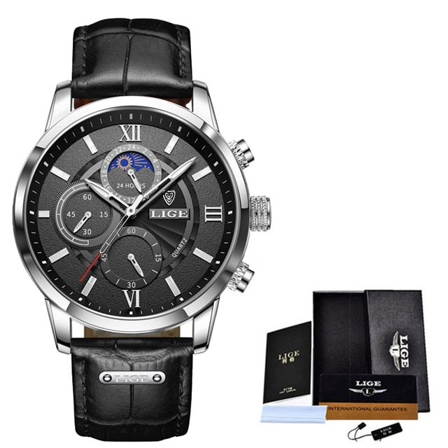 2021 LIGE Men's Watch - Silver black / China