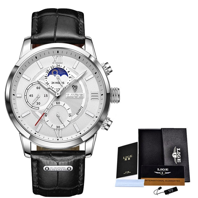 2021 LIGE Men's Watch - Silver white / China