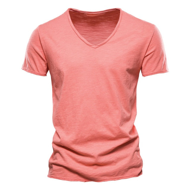 Brand Quality 100% Cotton Men T-shirt V-Neck - F037-V-Orange / Size M 55 to 65 kg - F037-V-Orange / Size S 45 to 55 kg - F037-V-Orange / Size XL 72 to 80 kg - F037-V-Orange / Size L 65 to 72 kg - F037-V-Orange / Size XXL 80 to 90 kg