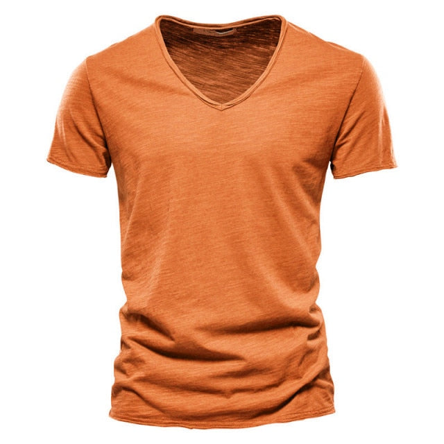 Brand Quality 100% Cotton Men T-shirt V-Neck