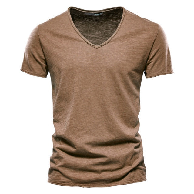 Brand Quality 100% Cotton Men T-shirt V-Neck