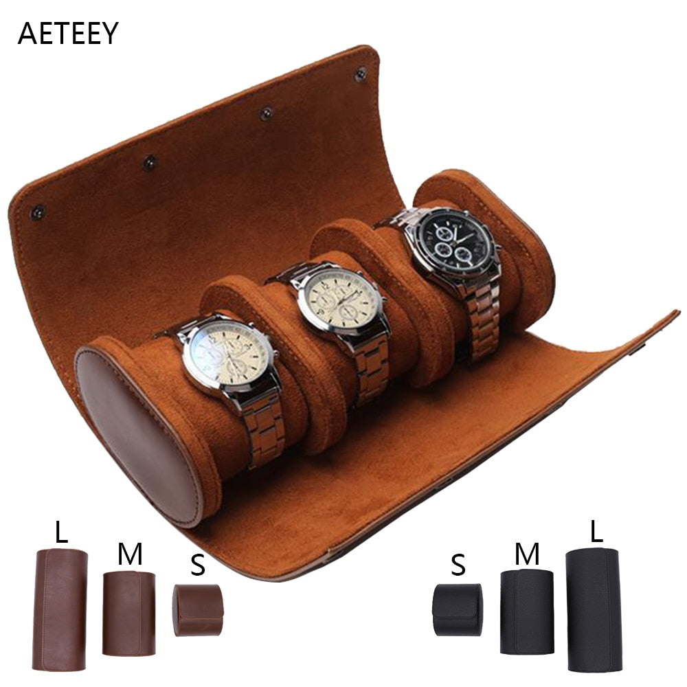 Luxurious Handmade Leather Watch Travel Case with Velvet Protection