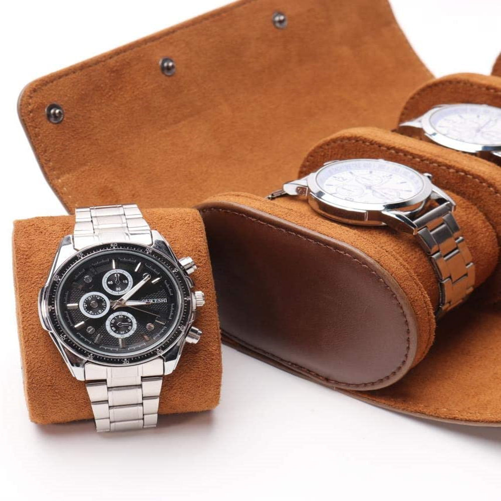 Luxurious Handmade Leather Watch Travel Case with Velvet Protection