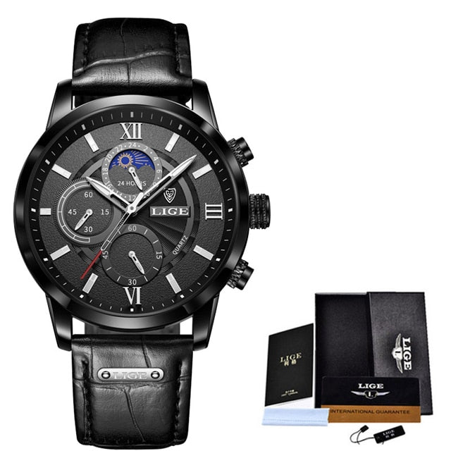 2021 LIGE Men's Watch - Full black / China