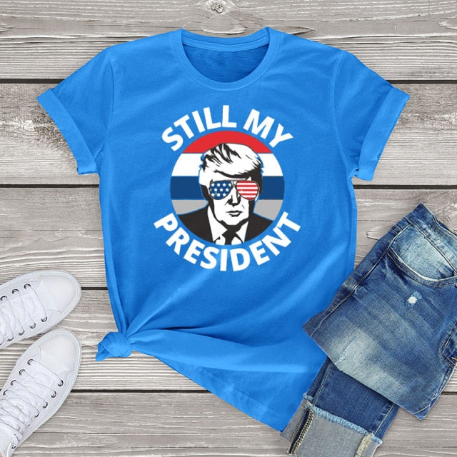 Donald Trump Is Still My POTUS T Shirt - Blue / L / China - Blue / M / China - Blue / XXL / China - Blue / XL / China - Blue / S / China - Blue / XS / China - Blue / XXXL / China