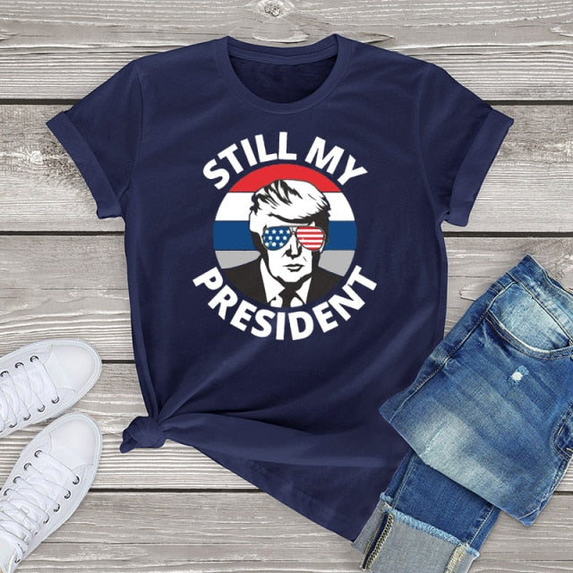 Donald Trump Is Still My POTUS T Shirt - Navy Blue / XXL / China - Navy Blue / XL / China - Navy Blue / XXXL / China - Navy Blue / S / China - Navy Blue / XS / China - Navy Blue / L / China - Navy Blue / M / China