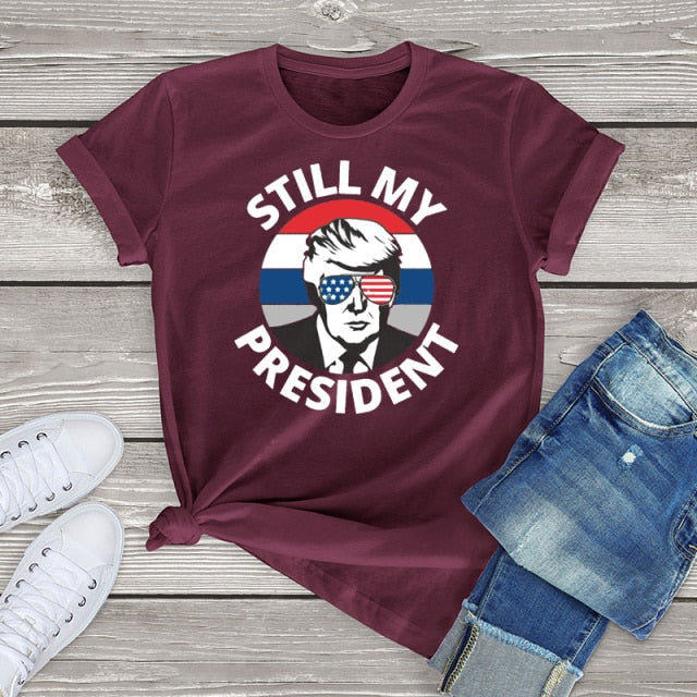 Donald Trump Is Still My POTUS T Shirt - Claret / XS / China - Claret / XXXL / China - Claret / XXL / China - Claret / M / China - Claret / S / China - Claret / XL / China - Claret / L / China