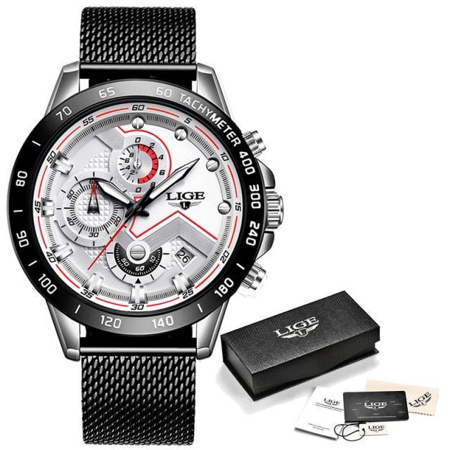 LIGE 2021 Men’s Watch - Silver white / China