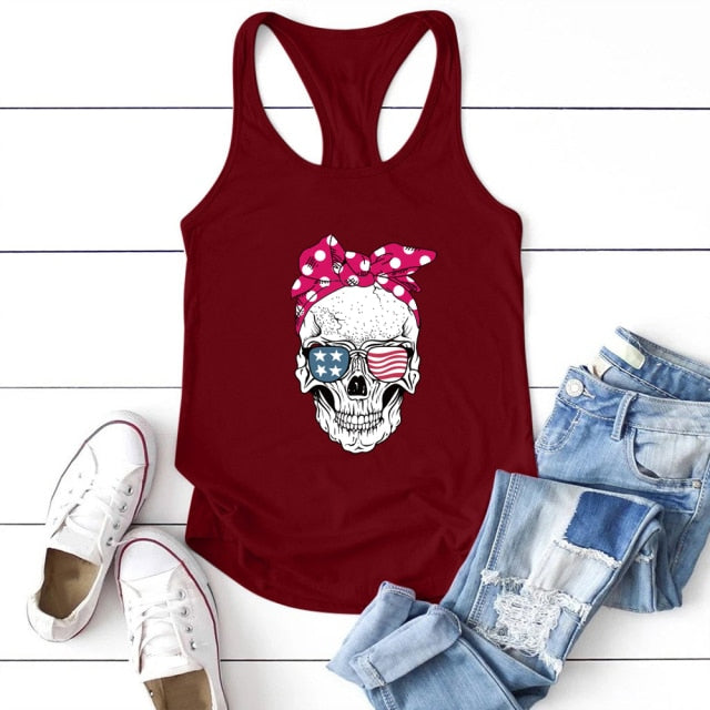 Skull Scarf Sunglasses Tank Top - WR / M - WR / S - WR / XL - WR / L - WR / XXXL - WR / XXL