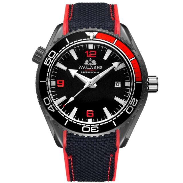 Paulareis Men Automatic Watch - Black Red Black