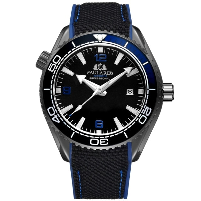 Paulareis Men Automatic Watch - Black Blue Black