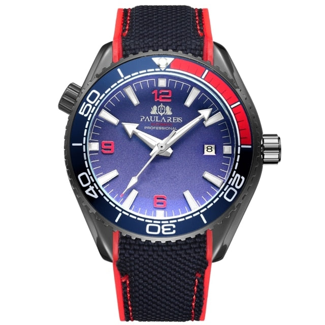 Paulareis Men Automatic Watch - Black Red Blue