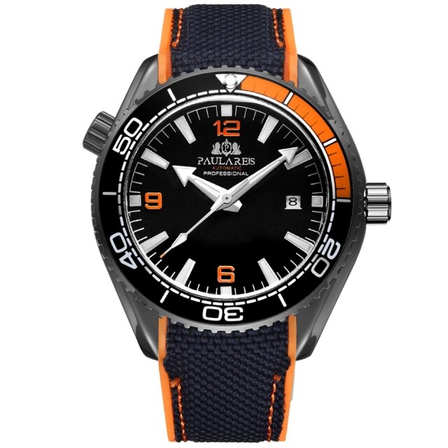Paulareis Men Automatic Watch - Black Orange Black