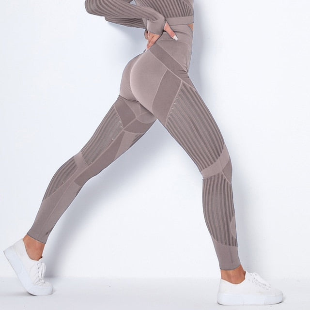 Women's High Waist Seamless Leggings - SL597BR / S - SL597BR / M - SL597BR / L - SL597BR / XS - SL597BR / XL