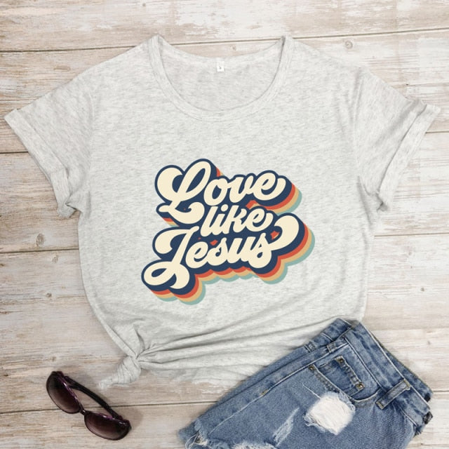 Retro Love Like Jesus Vintage T-shirt - marble / S - marble / M - marble / XXL - marble / XXXL - marble / L - marble / XL