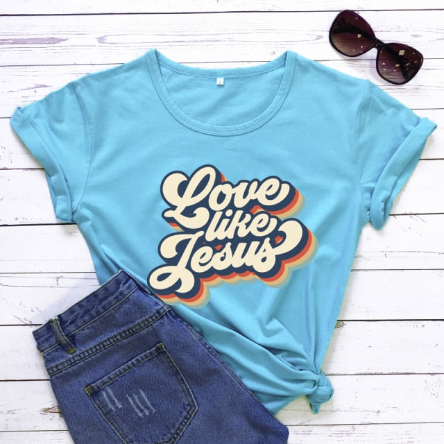 Retro Love Like Jesus Vintage T-shirt - sky blue / XXXL - sky blue / L - sky blue / XL - sky blue / S - sky blue / M - sky blue / XXL