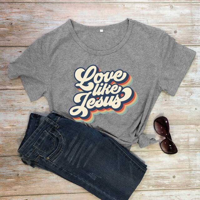 Retro Love Like Jesus Vintage T-shirt - dark gray / XL - dark gray / XXXL - dark gray / M - dark gray / L - dark gray / S - dark gray / XXL