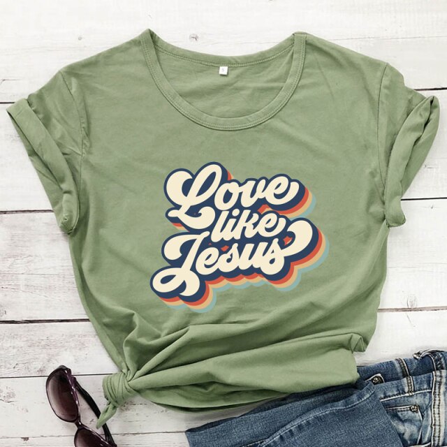 Retro Love Like Jesus Vintage T-shirt - olive / L - olive / XL - olive / S - olive / M - olive / XXXL - olive / XXL