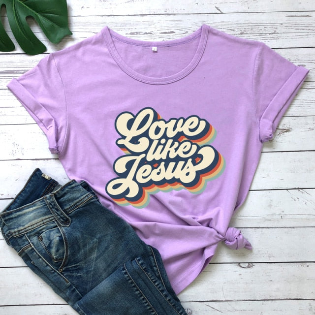 Retro Love Like Jesus Vintage T-shirt - purple / XXXL - purple / L - purple / XL - purple / S - purple / M - purple / XXL