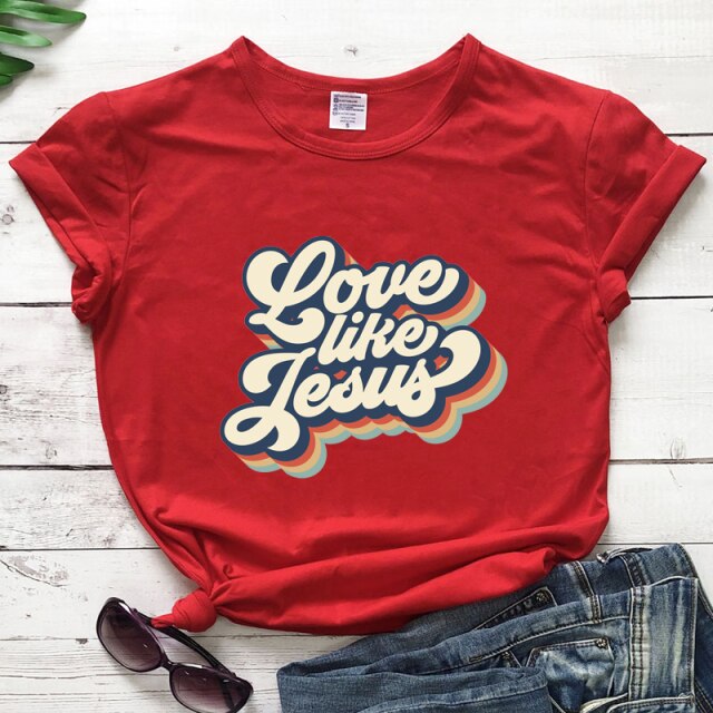 Retro Love Like Jesus Vintage T-shirt - red / XL - red / XXXL - red / M - red / L - red / S - red / XXL