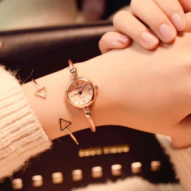 Gold Bangle Bracelet Watch - Rose gold