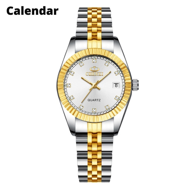 CHENXI Women Golden & Silver Classic Quartz Watch - 004A Calendar White