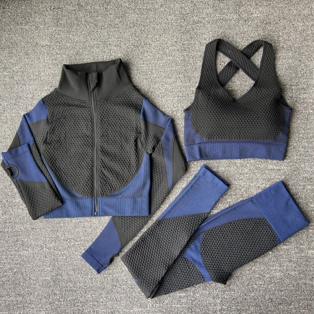 Female Fitness Suit - 3PcsSetBlue / L / China - 3PcsSetBlue / M / China - 3PcsSetBlue / S / China - 3PcsSetBlue / XL / China