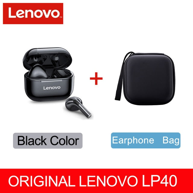 NEW Lenovo TWS Bluetooth Ear Buds - LP40 black1cas1 / China