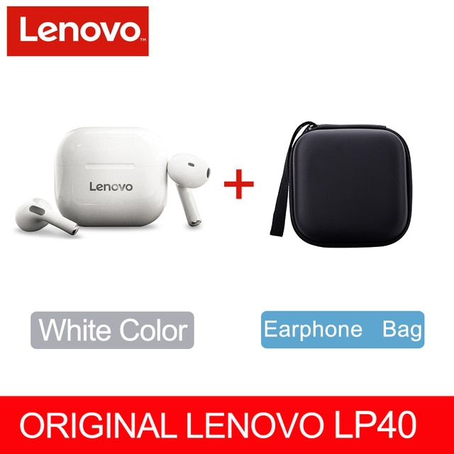 NEW Lenovo TWS Bluetooth Ear Buds - LP40 white1cas1 / China