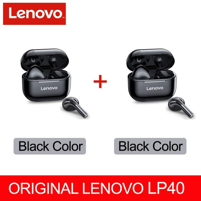 NEW Lenovo TWS Bluetooth Ear Buds - LP40 black 2 / China