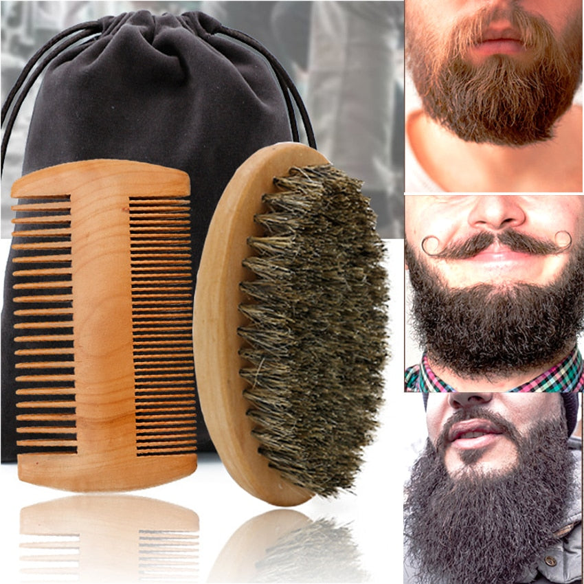 Professional Soft Boar Bristle Beard Brush Comb