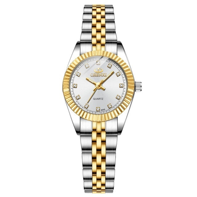 CHENXI Women Golden & Silver Classic Quartz Watch - 004A White