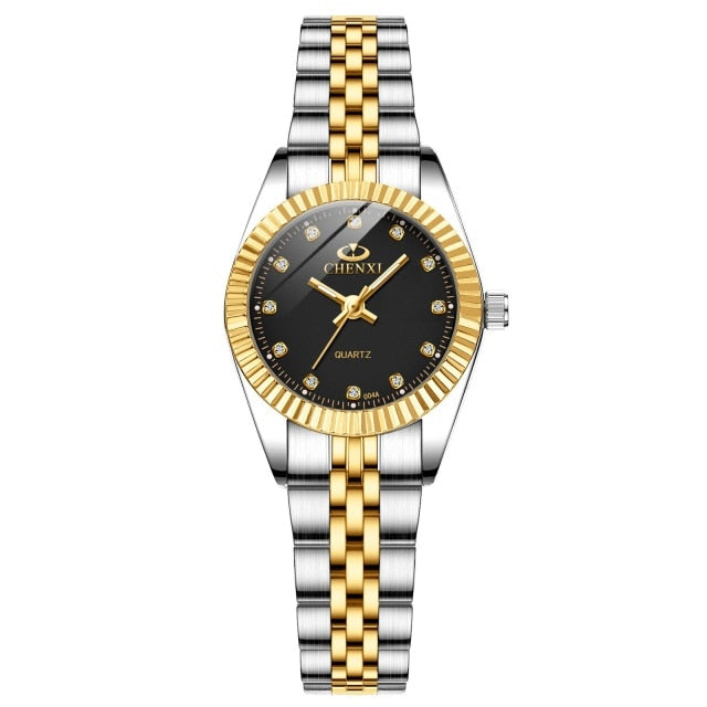 CHENXI Women Golden & Silver Classic Quartz Watch - 004A Black