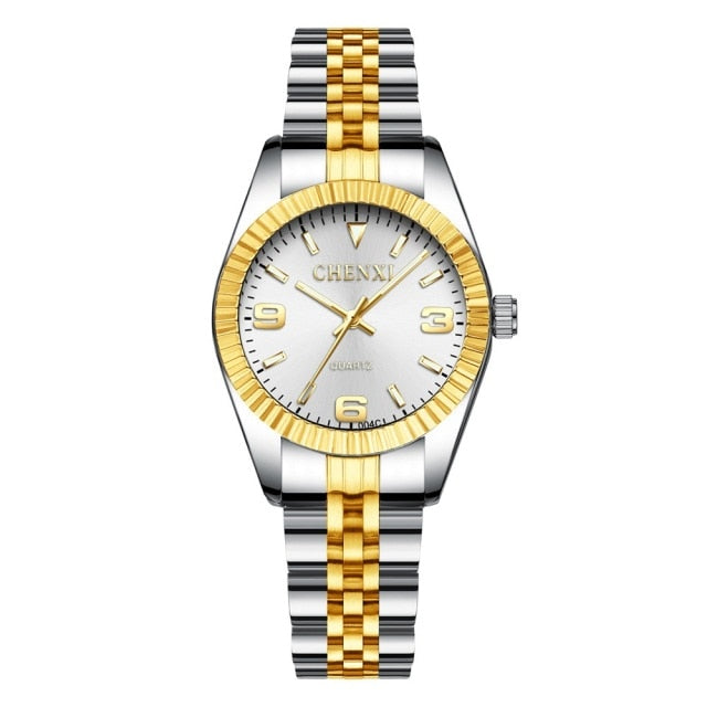 CHENXI Women Golden & Silver Classic Quartz Watch - 004C White