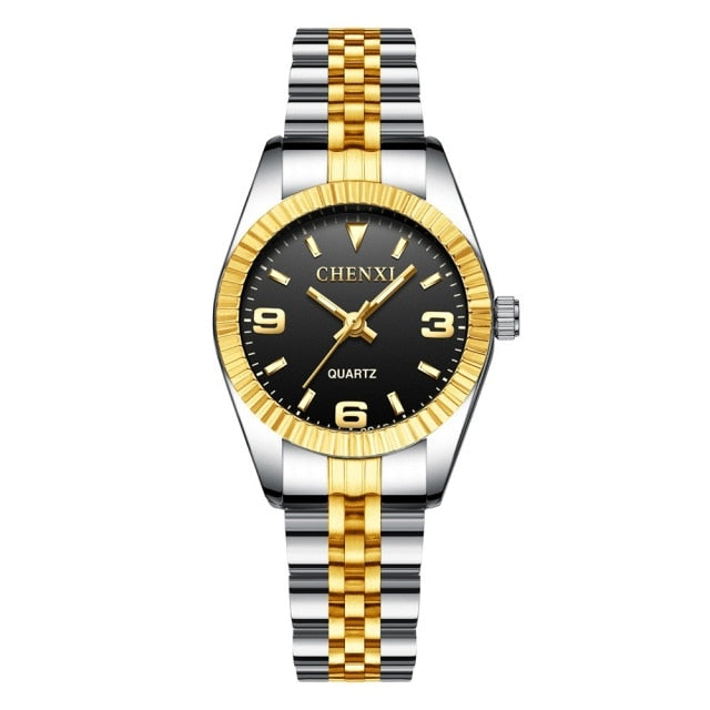 CHENXI Women Golden & Silver Classic Quartz Watch - 004C Black