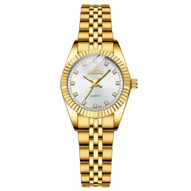 CHENXI Women Golden & Silver Classic Quartz Watch - 004A IPG White